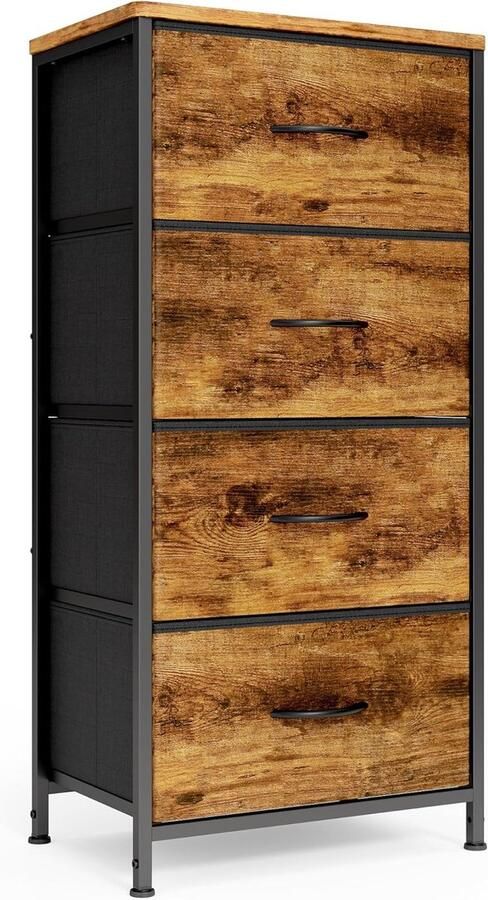 Bealife AP74 Ladekast Kast met 4 laden Dressoir 45x30x95cm Bruin