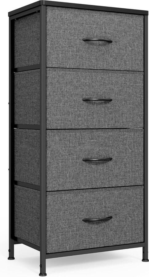 Bealife AP74 Ladekast Kast met 4 laden Dressoir 45x30x95cm Donkergrijs