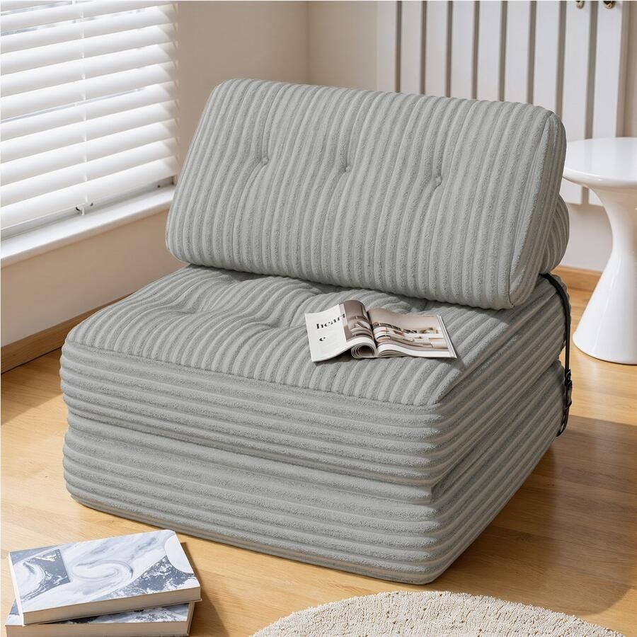 Bealife AR32 Slaapbank 3-in-1 Opvouwbaar Corduroy Lichtgrijs