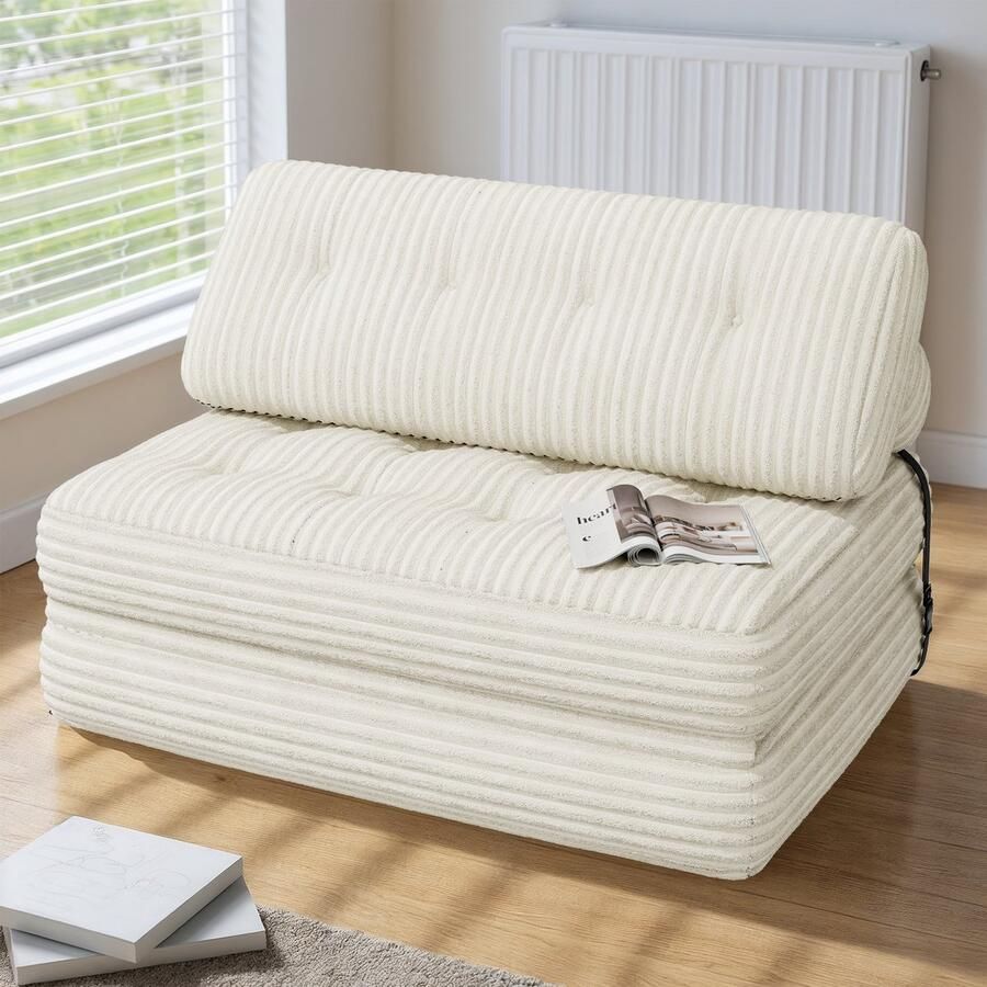 Bealife AR33 Slaapbank 3-in-1 Opvouwbaar Dubbel Corduroy Beige