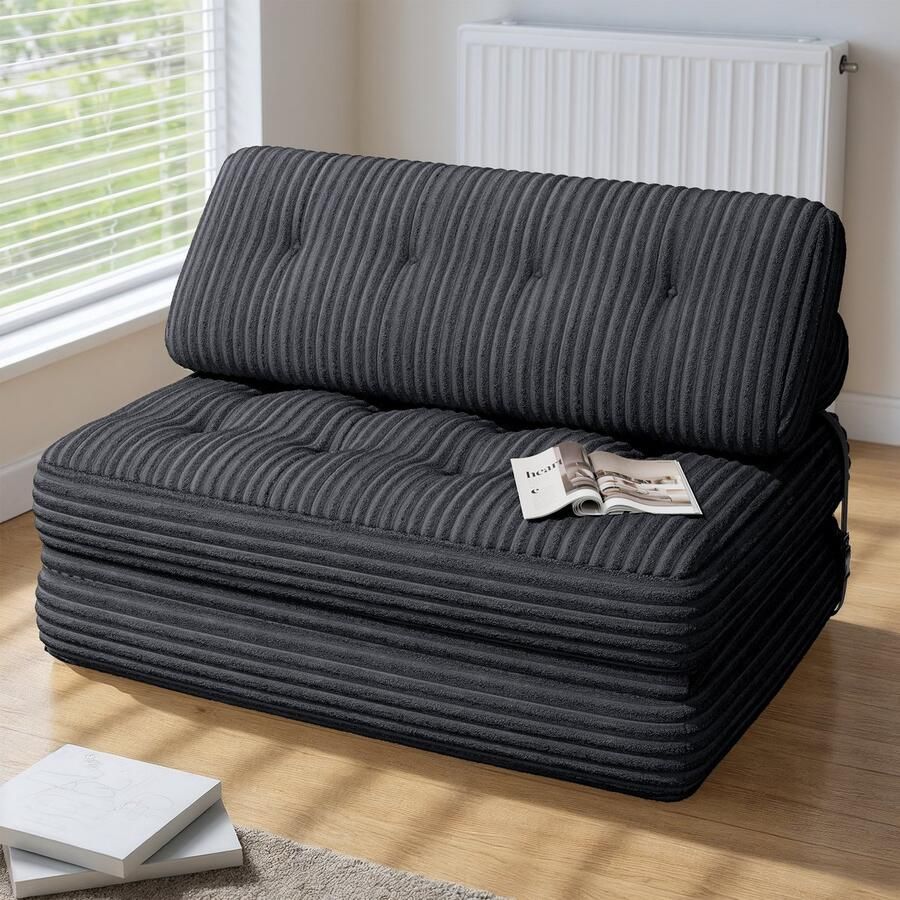 Bealife AR33 Slaapbank 3-in-1 Opvouwbaar Dubbel Corduroy Donkergrijs