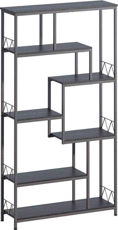 Bealife FS13 Vakkenkasten-wall cabinet Huub-Boekenkast- 5 Compartimenten Vintage-open vakkenkast- wandkast -98x30x180cm·Zwart