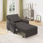 Bealife AR22 Slaapbank 1 Persoons- 3-In-1 Bank met Slaapfunctie Verstelbare Bedbank Sofa met Armleuningen voor Woonkamer Slaapkamer Logeerkamer 191x68x44cm-Donkergrijs - Thumbnail 2