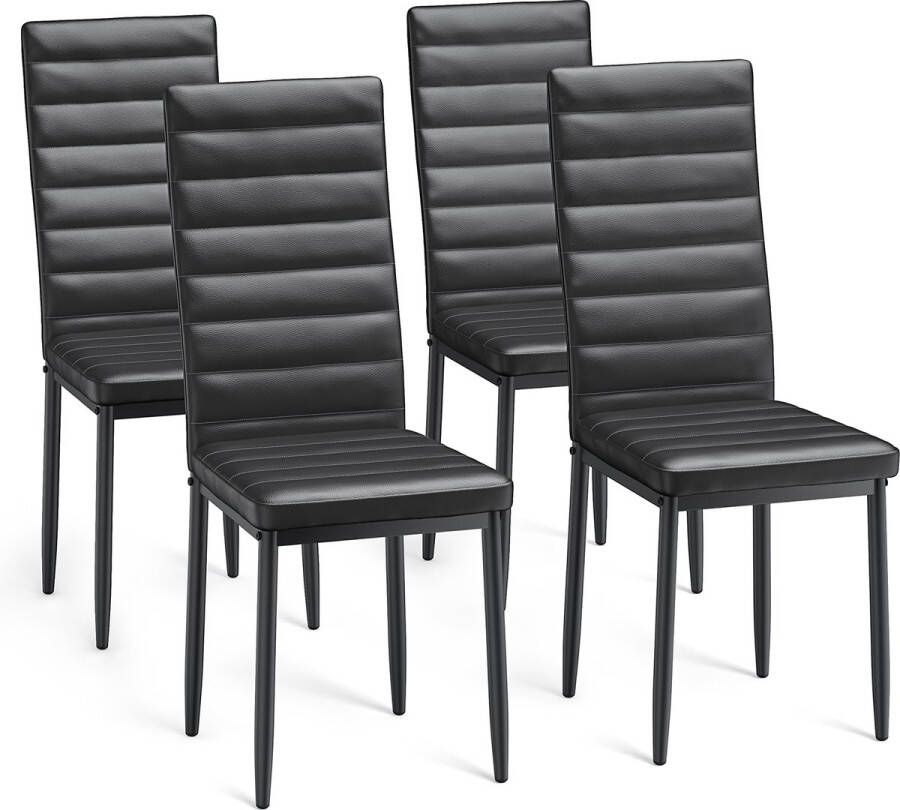 Bealife TB40C Stoelen Set voor 4 Moderne Eetkamer Stoelen Set met PU Leer Keuken Stoelen voor Kleine Ruimten Huis Meubilair 4 Persoons Eetkamer Stoelen Set voor Ontbijt Hoek Restaurant Bar Woonkamer -41x39x96cm -Zwart - Foto 2