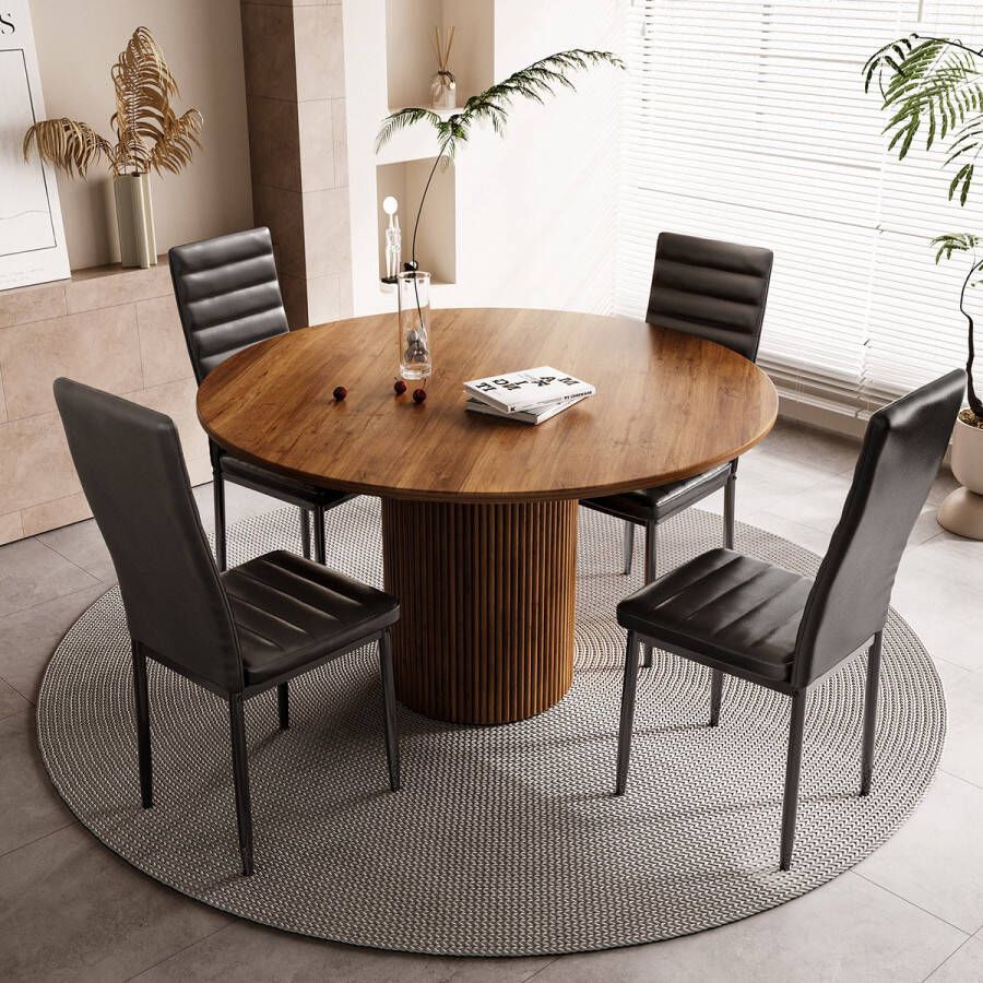 Bealife TB40C Stoelen Set voor 4 Moderne Eetkamer Stoelen Set met PU Leer Keuken Stoelen voor Kleine Ruimten Huis Meubilair 4 Persoons Eetkamer Stoelen Set voor Ontbijt Hoek Restaurant Bar Woonkamer -41x39x96cm -Zwart