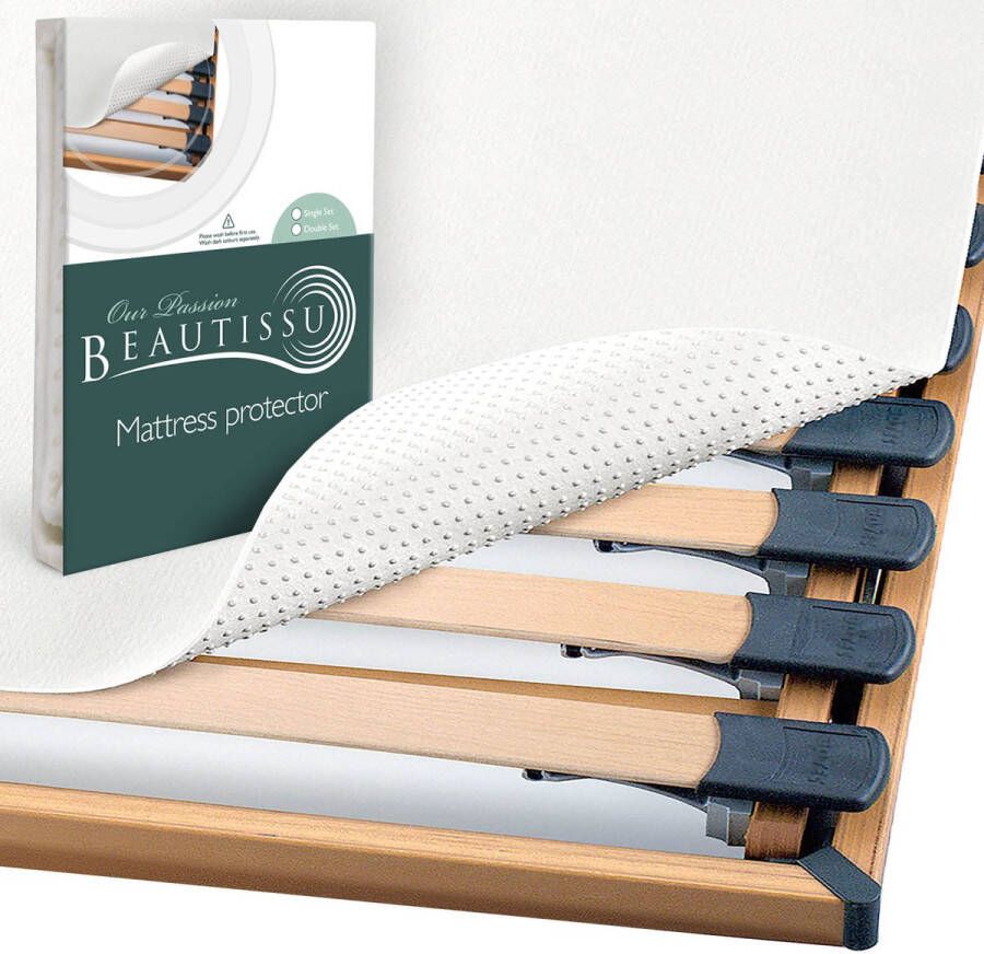 Beautissu Beautect – Matrasbeschermer 100x200 cm met Noppen – Antislip Lattenbodem & Matras Beschermer voor Bed & Boxspring – Oeko-Tex