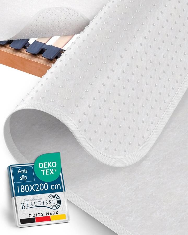 Beautissu Beautect – Matrasbeschermer 180x200 cm met Noppen – Antislip Lattenbodem & Matras Beschermer voor Bed & Boxspring – Oeko-Tex