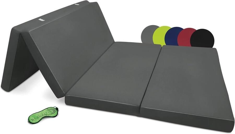 Beautissu Campix opvouwbare matras 100x200 cm reisbed matras & gastenmatras- zitblok opvouwbaar rechthoekig in antraciet