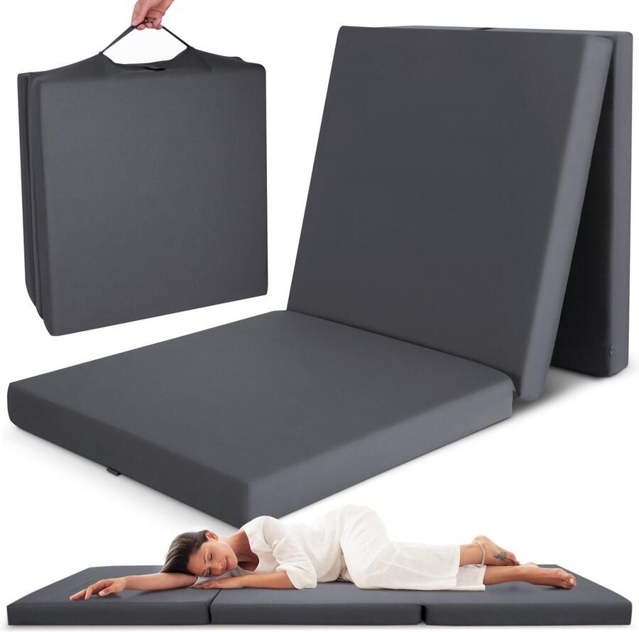 Beautissu Campix opvouwbare matras 80x195 cm reisbed matras & gastenmatras- zitblok opvouwbaar rechthoekig in zwart