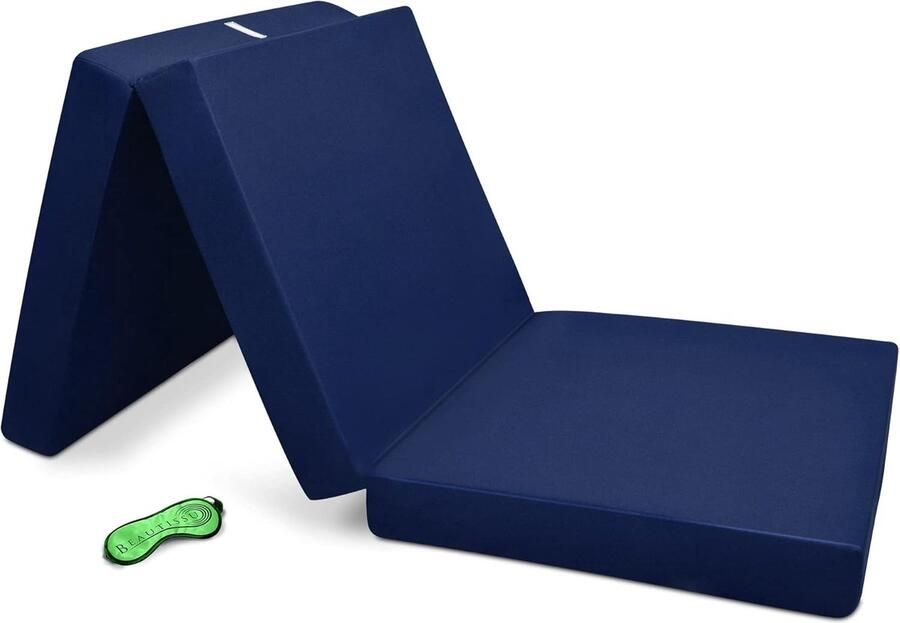 Beautissu Campix opvouwbare matras 90x200 cm reisbed matras & gastenmatras- zitblok opvouwbaar rechthoekig in donkerblauw