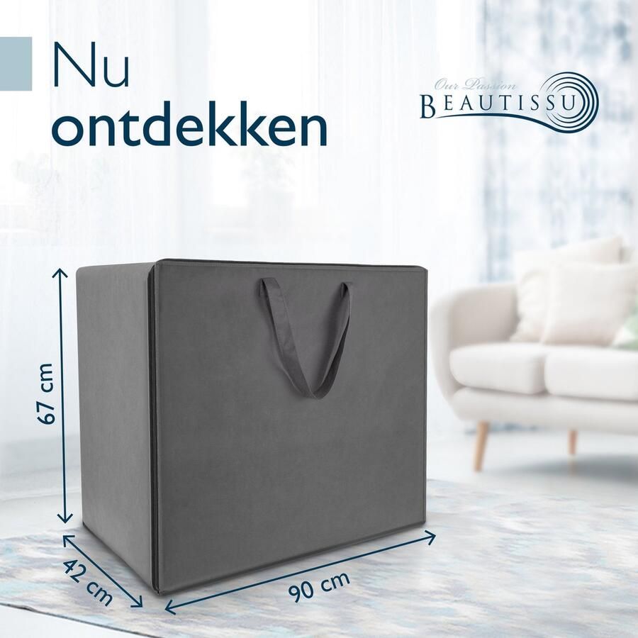 Beautissu VS95 Premium XL Vouwmatras 90x200 cm – Opvouwbaar Logeermartas Extra Dik 14 cm Traagschuim Matras H3 – Wasbare Hoes Eenvoudig Transport & Hoog Slaapcomfort Opvouwbaar Gastenmatras – Grijs - Foto 2