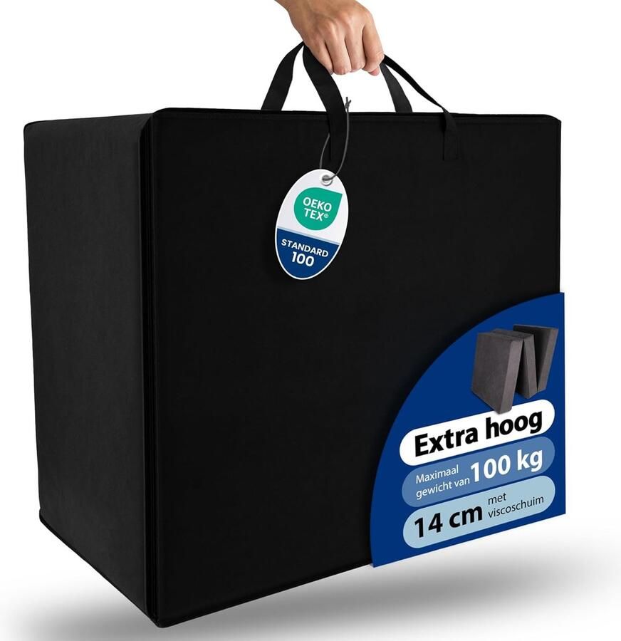 Beautissu VS95 Praktische Draagtas voor Opvouwbare Matras Model L 80x200 cm – Robuuste Opbergtas Vouwmatras Hoes – Ideale Bescherming & Gemakkelijk Transport met Ritssluiting – Zwart