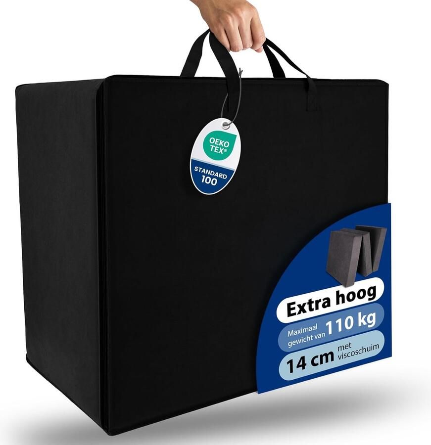 Beautissu VS95 Praktische Draagtas voor Opvouwbare Matras Model XL 100x200 cm – Robuuste Opbergtas Vouwmatras Hoes – Ideale Bescherming & Gemakkelijk Transport met Ritssluiting – Zwart