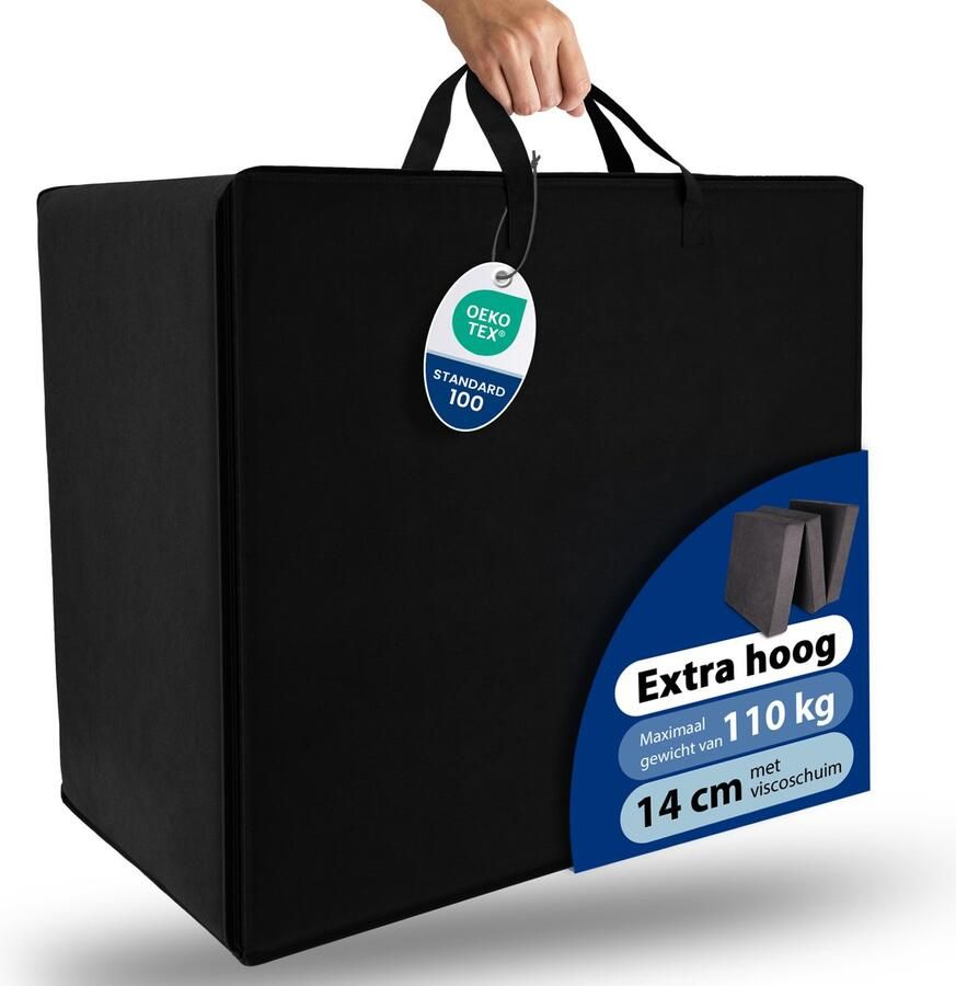 Beautissu VS95 Praktische Draagtas voor Opvouwbare Matras Model XL 90x200 cm – Robuuste Opbergtas Vouwmatras Hoes – Ideale Bescherming & Gemakkelijk Transport met Ritssluiting – Zwart