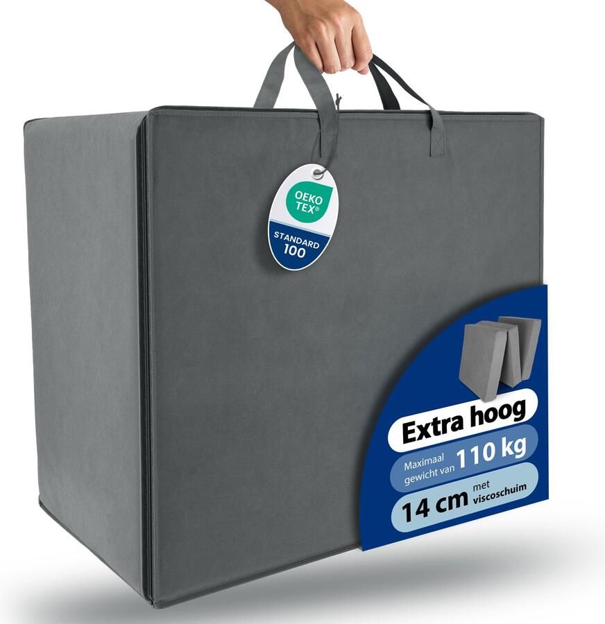 Beautissu VS95 Praktische Draagtas voor Opvouwbare Matras Model XL 90x200 cm – Robuuste Opbergtas Vouwmatras Hoes – Ideale Bescherming & Gemakkelijk Transport met Ritssluiting – Grijs