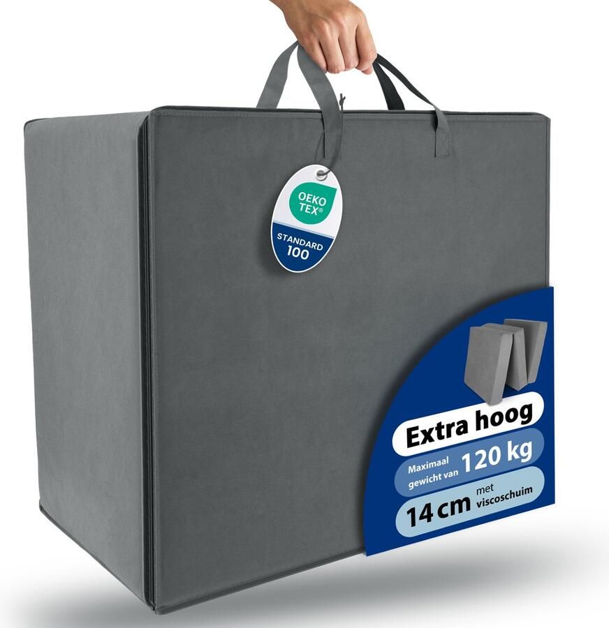 Beautissu VS95 Praktische Draagtas voor Opvouwbare Matras Model XXL 120x200 cm – Robuuste Opbergtas Vouwmatras Hoes – Ideale Bescherming & Gemakkelijk Transport met Ritssluiting – Grijs