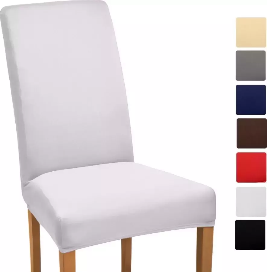 Beautissu Katoenen stoelhoes stretch Mia 35-50 cm stretch hoezen voor stoelen hoes stoelbekleding bi-elastische hoes Öko-Tex & wasbaar Wit