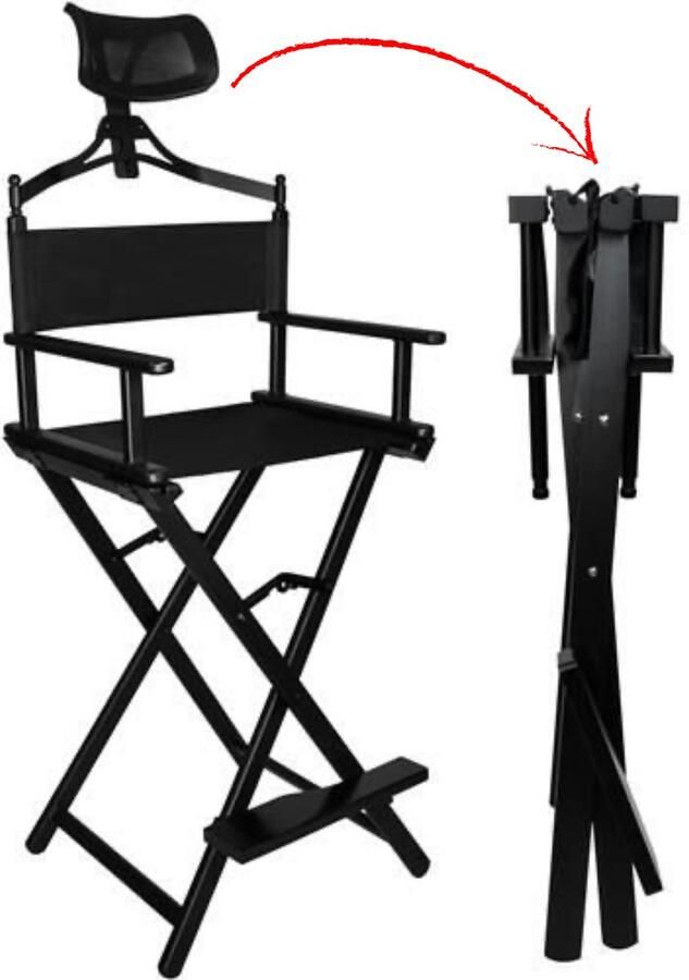 Beautylushh Opvouwbare Make-upstoel met Hoofdsteun – Professionele Stabiele en Comfortabele Visagistenstoel Visagie stoel Regisseursstoel Lichtgewicht en Waterdicht Ideaal voor Mobiele Visagisten Inclusief Gratis E-Book