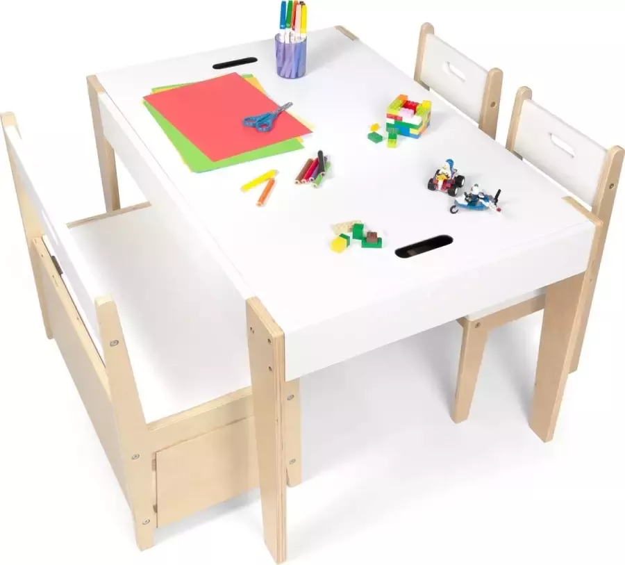 Beboonz Luxe- Kindertafel Twee Kinderstoeltjes- Kinderbankje- dubbelzijdig werkblad: Extra werkblad adventure