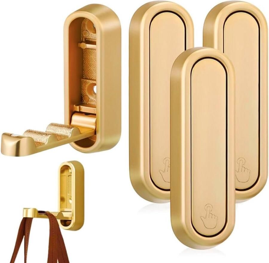 Bebusingoto Wandhaken Opvouwbare Kapstokhaken Handdoekhaken 4 Stuks Haakjes Plakhaakjes Zelfklevende Haakjes Extra Sterk Ruimtebesparende