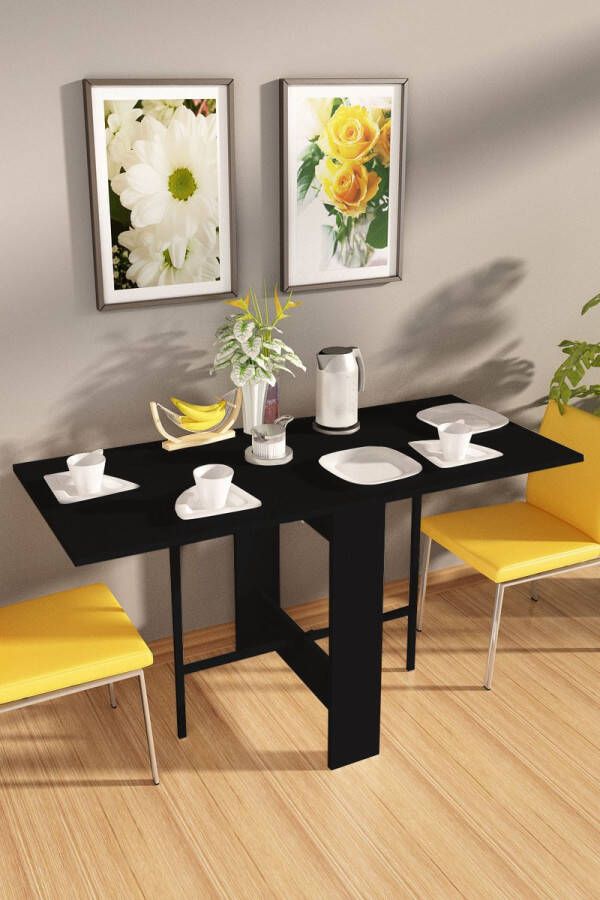 Beckenbau Eettafel uitschuifbaar Inklapbare tafel Opvouwbaar Uitschuifbare eettafel 134 x 60 x 72 cm Zwart