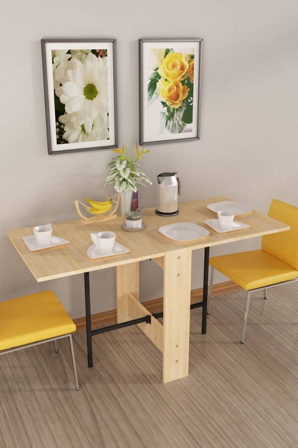 Beckenbau Eettafel uitschuifbaar Inklapbare tafel Opvouwbaar Uitschuifbare eettafel 134 x 60 x 72 cm Beige