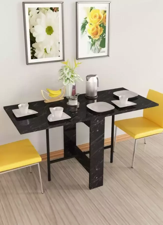 Beckenbau Eettafel Uitschuifbare eettafel Inklapbare tafel Opvouwbaar 134 x 60 x 72 cm Zwart Nero