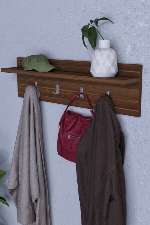 Beckenbau Kapstok Wandkapstok Kapstokken Kapstok wandkapstok Kapstok hangend Kapstokken kleerhangers -Kledinghanger Bruin 70 x 18