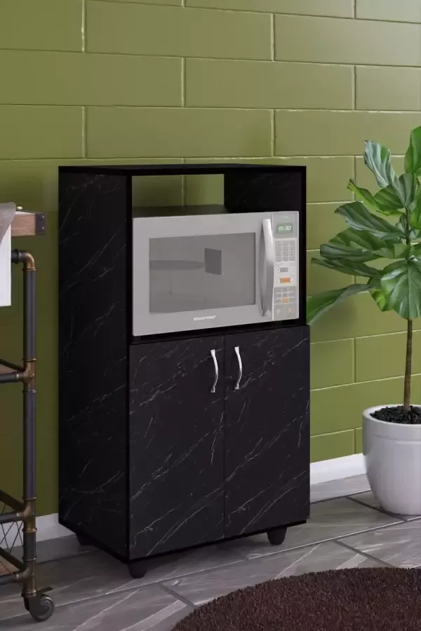 Beckenbau Magnetronkast Keukenrek Ovenkast Keuken Organizers Keukenrek staand Zwart Nero