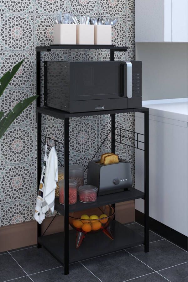 Beckenbau Magnetronkast Keukenrek Ovenkast Keuken Organizers Metaal Zwart