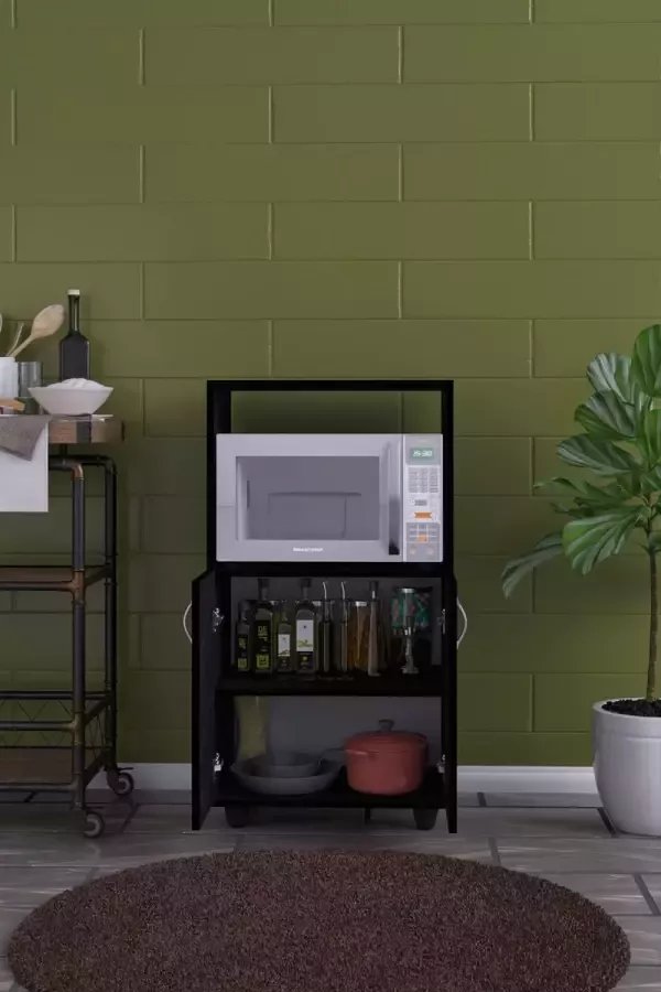 Beckenbau Magnetronkast Keukenrek Ovenkast Keuken Organizers Keukenrek staand Zwart Nero