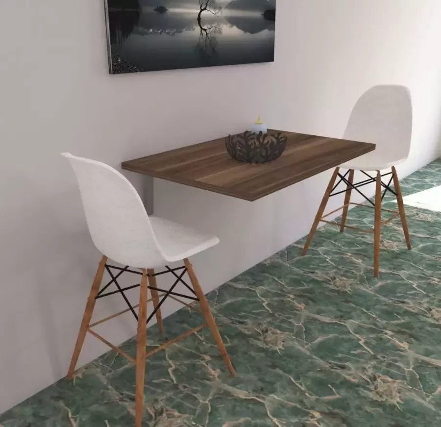 Beckenbau b'Wandtafel inklapbaar Wandbureau Klaptafel Haltafel Inklapbare Tafel Keukentafel Vouwtafel 90x60cm Recht Bruin