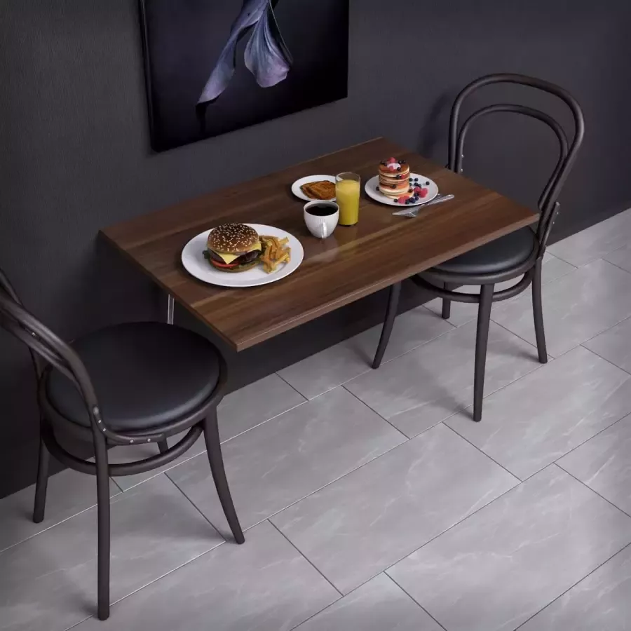 Beckenbau Wandtafel inklapbaar Klaptafel Inklapbare Tafel 90x60cm Recht Donkerbruin