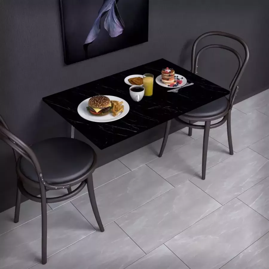 Beckenbau Wandtafel inklapbaar Klaptafel Inklapbare Tafel 90x60cm Recht Zwart nero