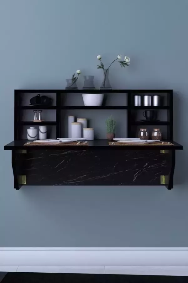Beckenbau Wandtafel Inklapbaar Wandbureau Inklapbaar bureau Wandkast Vouwtafel 90x50cm Zwart nero