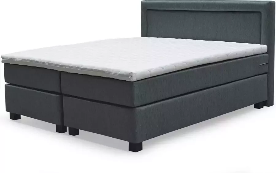 Bed Box Holland Boxspring Curacao 180x200 Stof Grijs Topper -Tweepersoons Pocketvering - Foto 2
