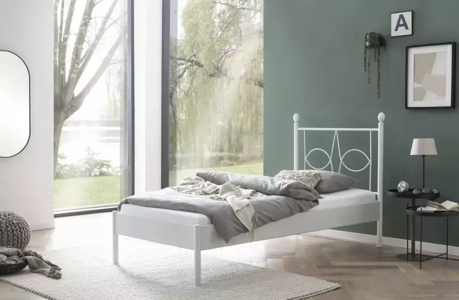 Bed Box Holland Metalen bed Sun wit 90x200 incl. lattenbodem