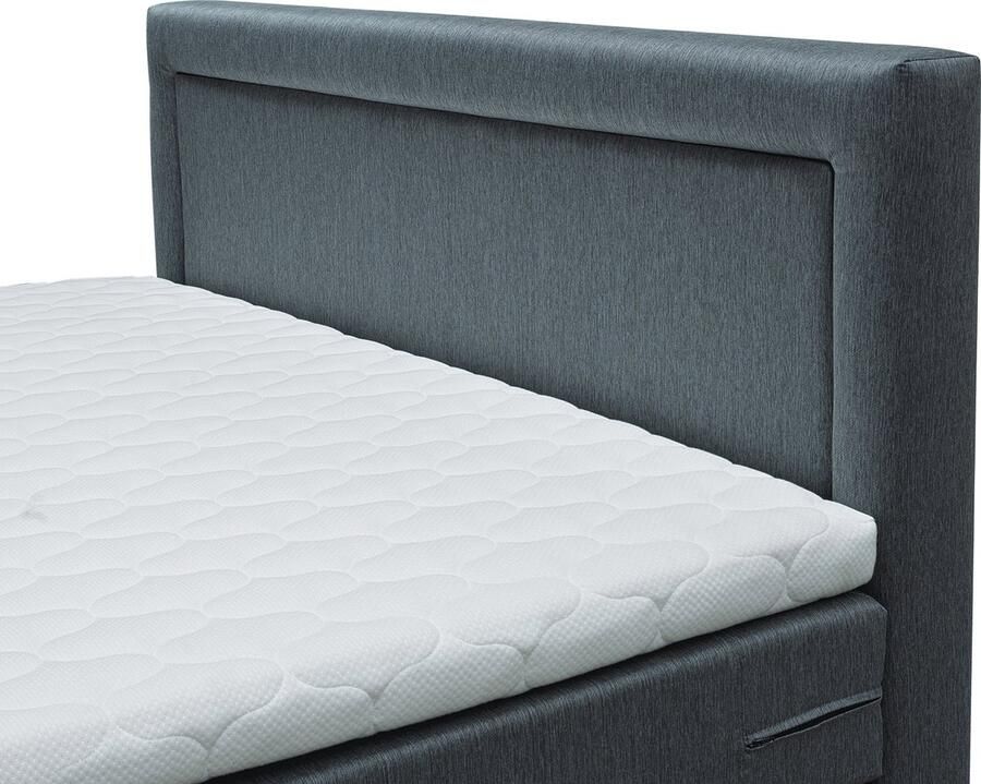 Bed Box Holland Boxspring Curacao 180x200 Stof Grijs Topper -Tweepersoons Pocketvering