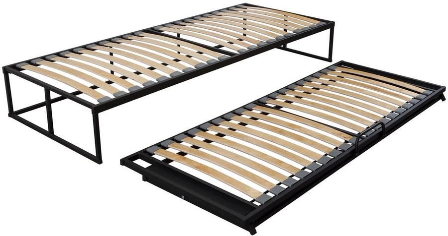 Bed Box Wonen Boxtwin 80x210 Onderschuifbed Metaal Lattenbodem Design Eenpersoons
