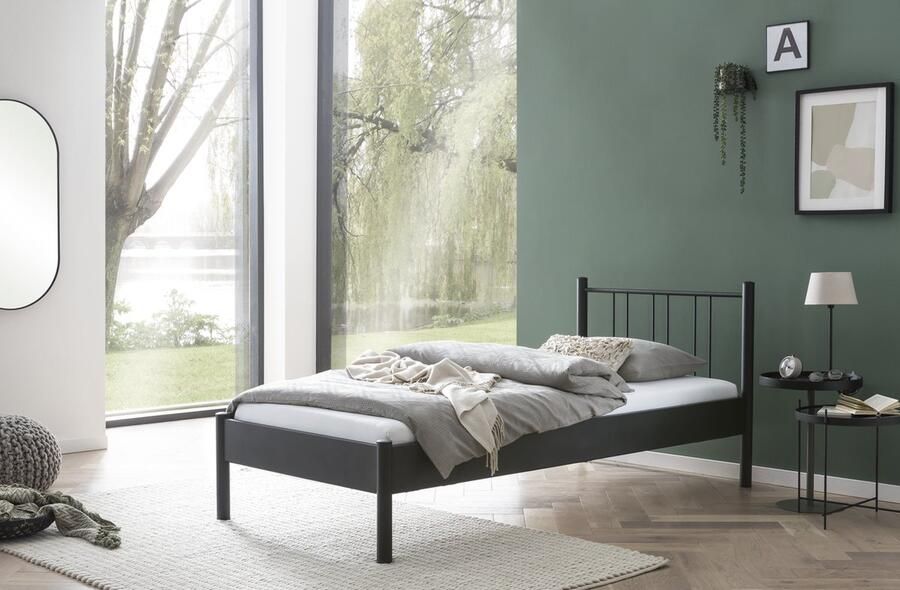 Bed Box Wonen Metaal bed Moon Wit- 90x190 lattenbodem eenpersoons design