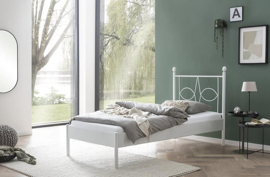 Bed Box Wonen Metaal bed Sun Zilver 90x190 lattenbodem eenpersoons design