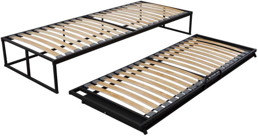 Bed Box Holland Boxtwin 90x200 Onderschuifbed Metaal Lattenbodem Design Eenpersoons