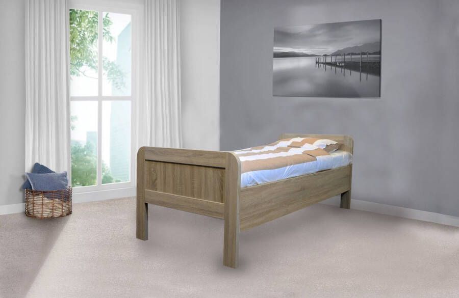 Bed Box Holland Seniorenbed Nelson licht eikenkleur 90x200 met vlakke lattenbodem