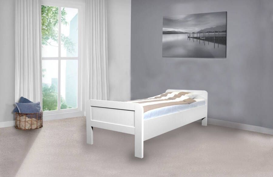 Bed Box Holland Seniorenbed Nelson wit 90x200 met vlakke lattenbodem en matras