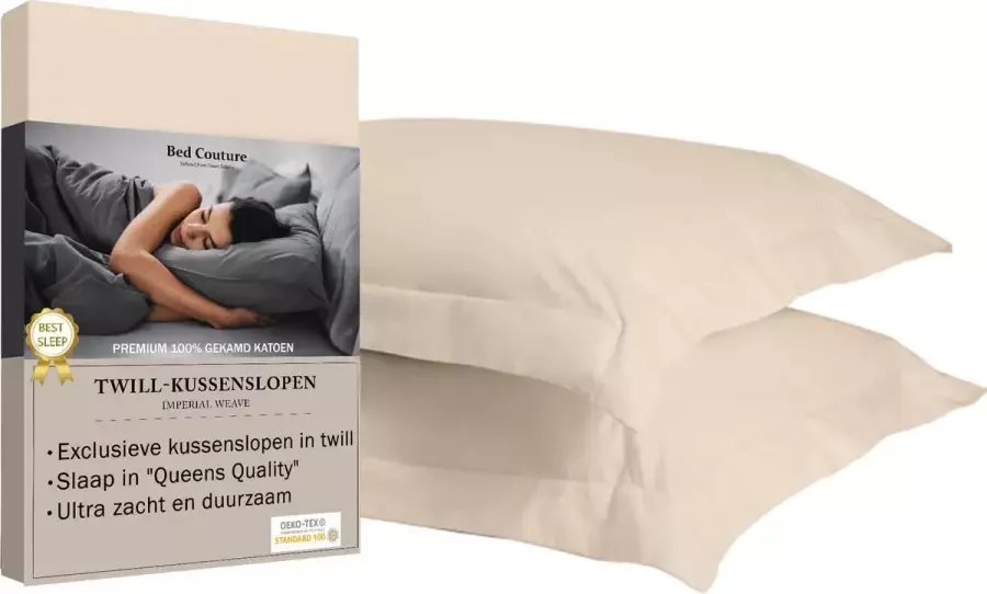 Bed Couture 100% Katoen Twill Kussenslopen 80x80cm Ultra zacht en duurzaam set van 2 Vanille