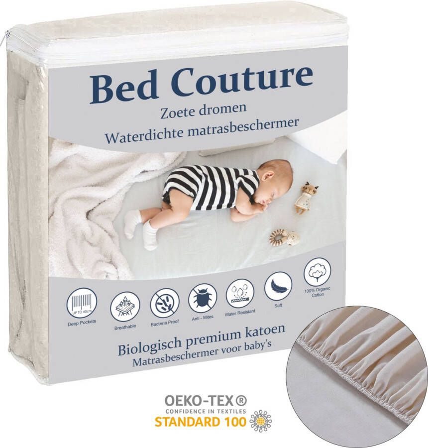 Bed Couture Baby en Kinder Hoogwaardige Organic Matrasbeschermer 100% Waterdicht Optimale Bescherming Ademend Antibacterieel 70x140 cm hoekhoogte 18cm met rondom elastiek