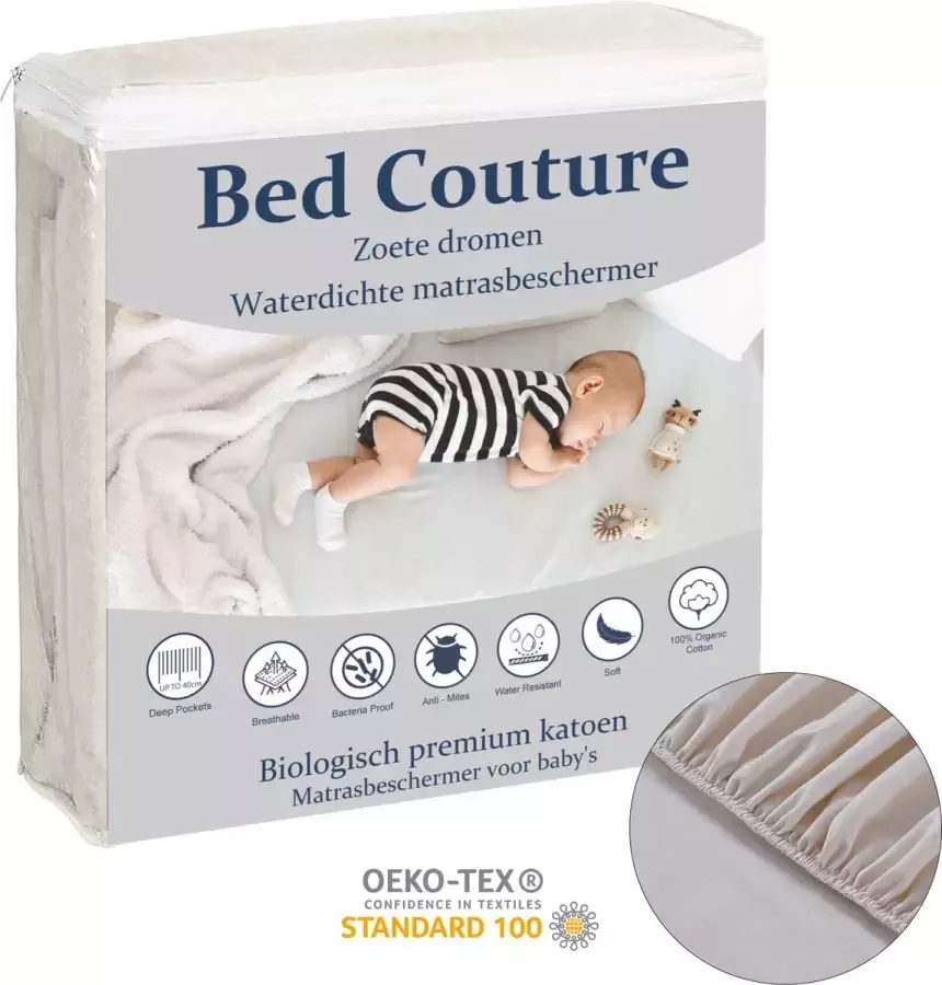 Bed Couture Baby en Kinder Hoogwaardige Organic Matrasbeschermer 100% Waterdicht Optimale Bescherming Ademend Antibacterieel 70x140 cm hoekhoogte 36cm met rondom elastiek