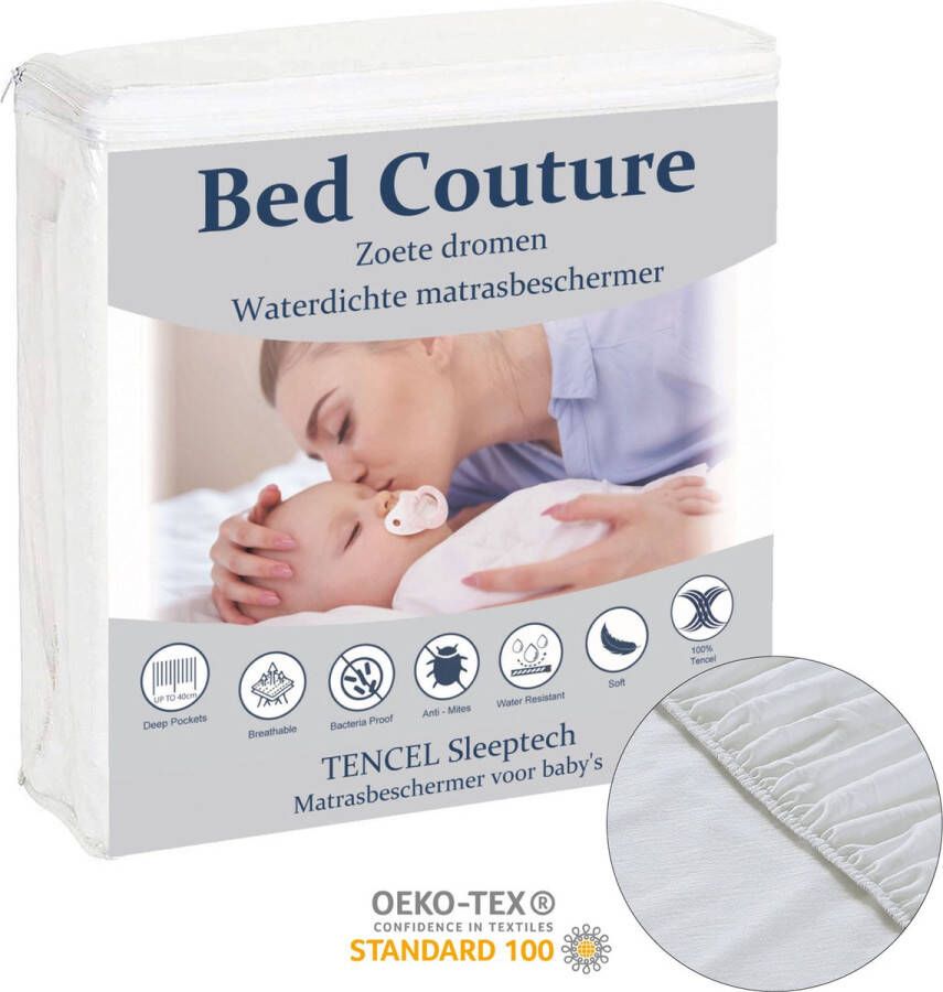 Bed Couture Baby en Kinder Hoogwaardige TENCEL™ Matrasbeschermer 100% Waterdicht Optimale Bescherming Ademend Antibacterieel 60x120 cm hoekhoogte 18cm met rondom elastiek