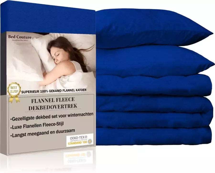 Bed Couture Flanel Fleece Dekbedovertrek set 100% Katoen Extra zacht en Warm 135x200 + 2 kussenslopen 65x65 Antraciet