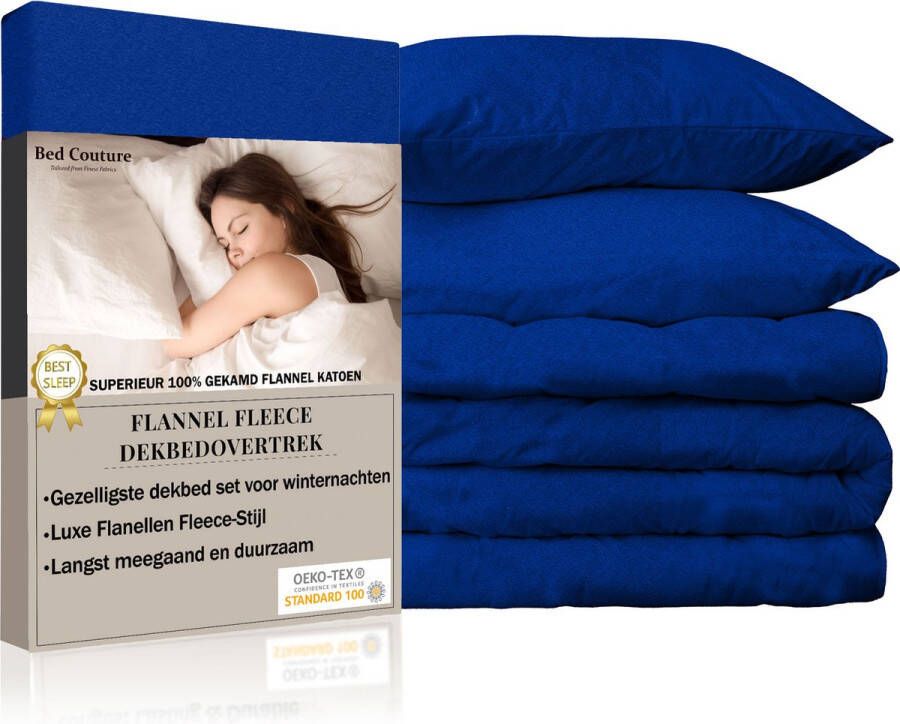 Bed Couture Flanel Fleece Dekbedovertrek set 100% Katoen Extra zacht en Warm 155x200 + 2 kussenslopen 65x65 Kastanjebruin Vanille